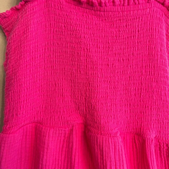 “New In” brand Girls’ Large Pink Tiered Ruffled Dress with Ruffled Straps - Picture 2 of 7